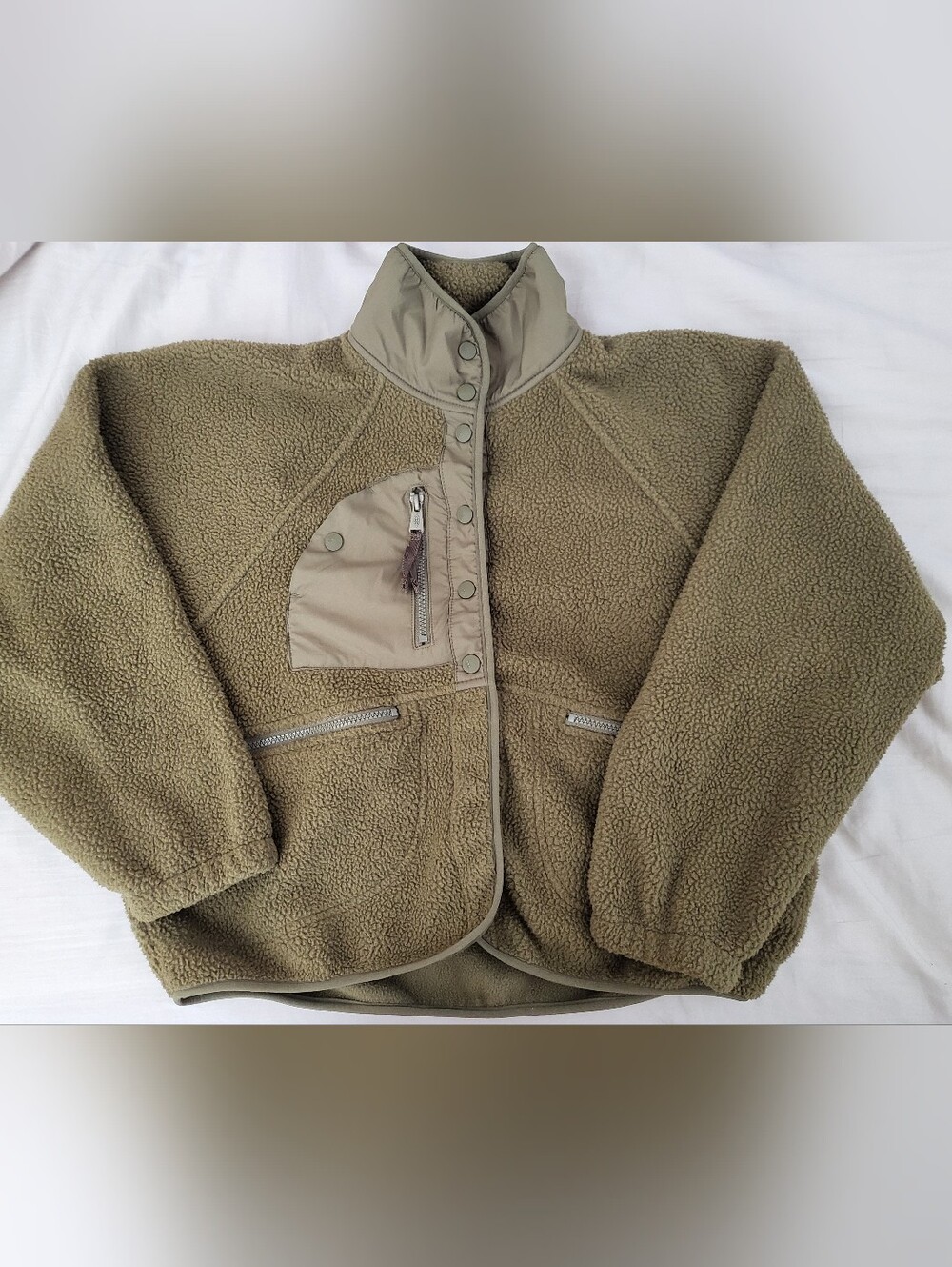 Women's Free People Olive Green Sherpa Fleece Jacket